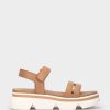 Online Lacedonia Sandalias Planas De Piel En Color Camel Sandalias Planas